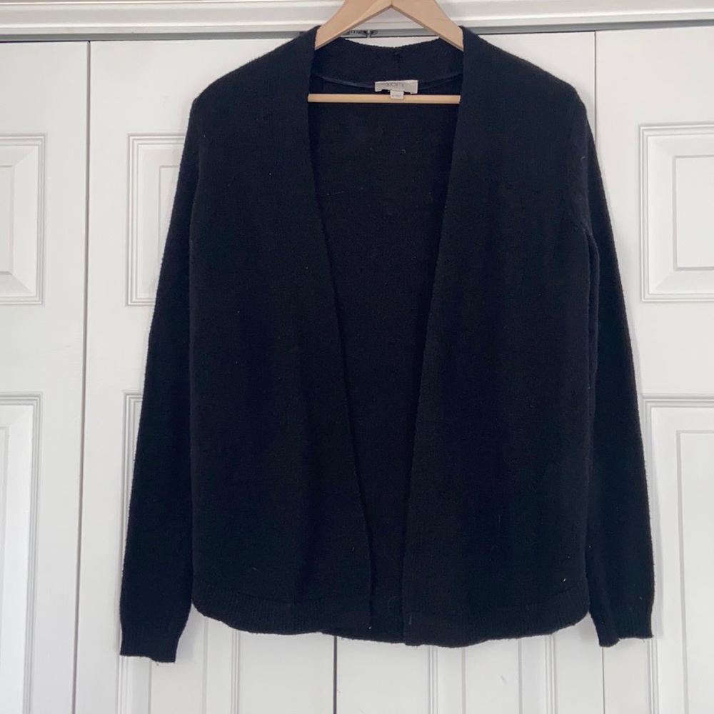 Loft open front black knit cardigan